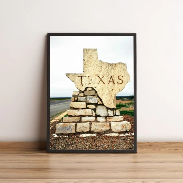 Quadro com escultura em forma do Texas rústico 2592