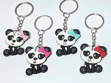 Chaveiro Panda Emborrachado Pacote com 8 Unidades