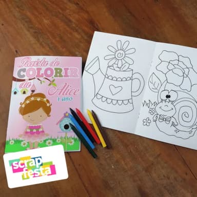 Revista Colorir + Giz de Cera Festa Jardim Encantado