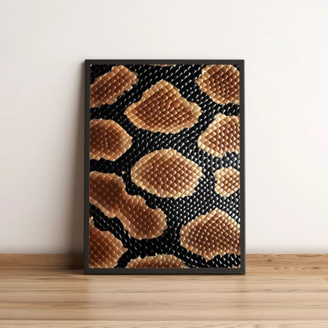 Quadro Decorativo com Escamas de Cobra Douradas e Pretas 2043