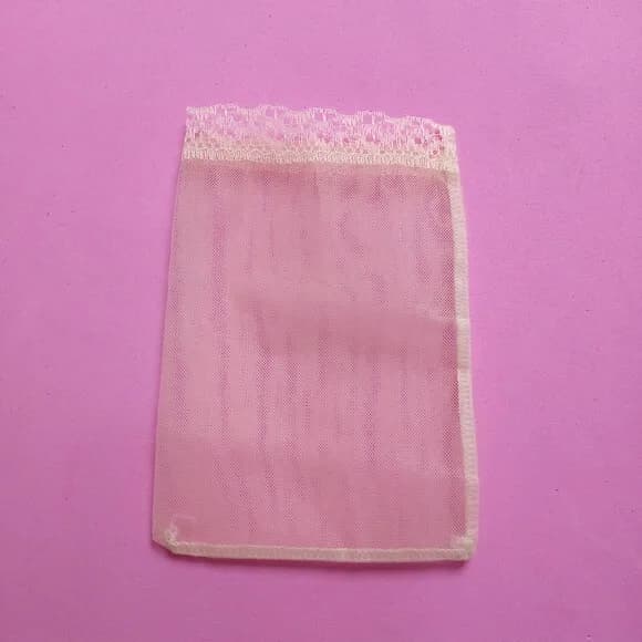 Saquinho Organza Tunil com Renda Rosa 9x13cm