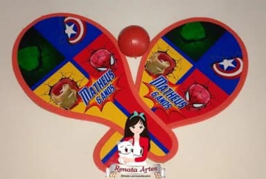 Raquetes de Ping Pong Tema Vingadores + Homem Aranha