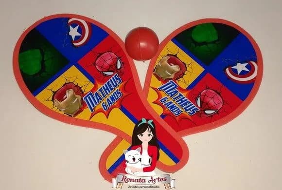 Raquetes de Ping Pong Tema Vingadores + Homem Aranha