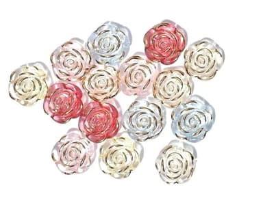 Flor 18mm Furo Passante Cristal Colorida Pct com 30 Unidades
