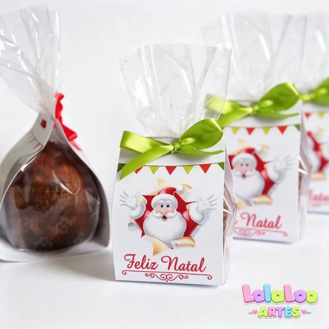 Mini Panetone 80g Embalado Temático Natalino — Lembrancinha de Natal