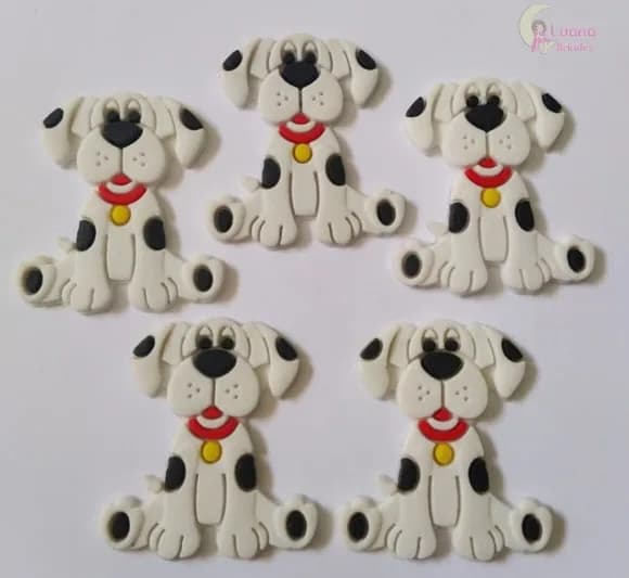 Aplique Cachorro Dálmata de Borracha - 3,6cm - Pct C/7 Unid