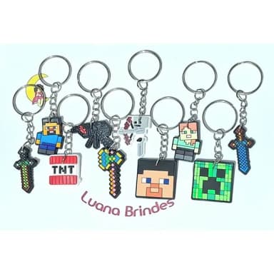 Chaveiro Minecraft Emborrachado 2,6cm Pacote com 60 Unidades