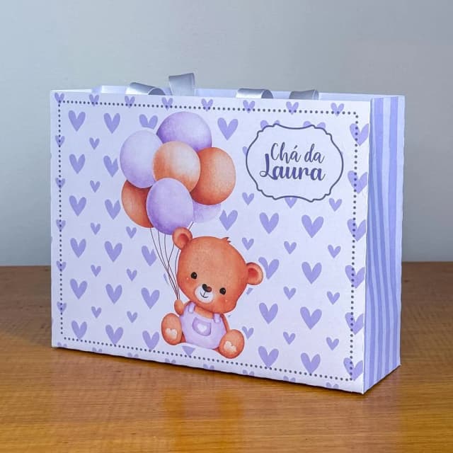 PEGUE E MONTE - Sacolinhas Personalizadas URSINHO LILAS - Decoração de Festa | Lembrancinhas | Aniversário | Personalizados