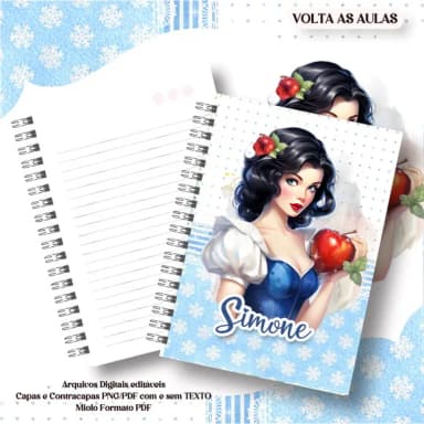 Caderno ou Agenda Personalizada Branca de Neve