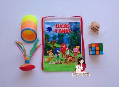 Mochila Brinquedos Retrô Tema Sonic Turma