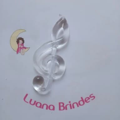 Pingente Nota Musical Transparente Acrilico 7,5cm 5 Unidades