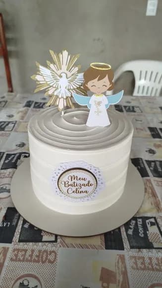 Arquivo Digital - Topo de Bolo Batizado Menina em Camadas