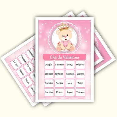 Bingo Chá de Bebê Menina Pdf Para Imprimir