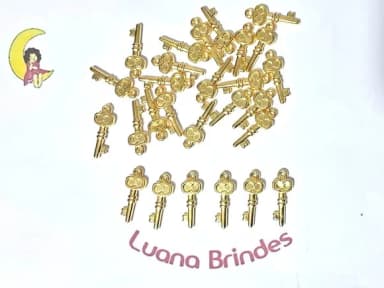 Pingente Chave Dourada 2,3cm Abs Pacotes com 50 Unidades