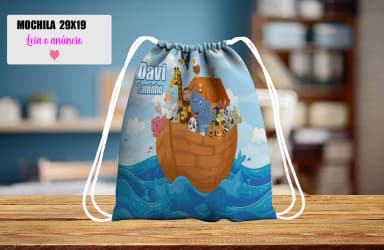 Mochilinha personalizada para lembrancinhas Arca de Noé