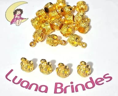 Pingente Coroa Dourada Abs 2cm Pacotes C/30 Unidades