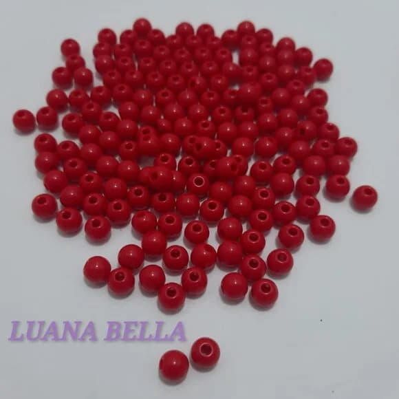 Bolinha Acrilica Vermelha - 6mm - pct c/200 unidades