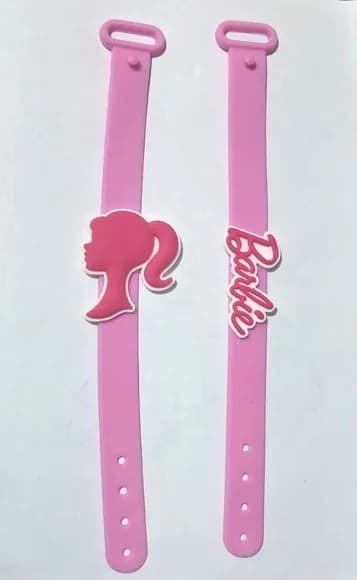 Pulseira Silhueta Barbie e Nome Lilás Emborrachado 4 Unidade