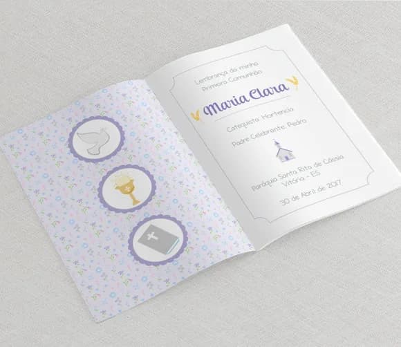 Lembrança Primeira Comunhão Livro De Orações - Cálice Lilás