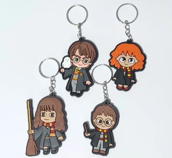 Chaveiro Harry Potter Emborrachado Pacote com 4 Unidades