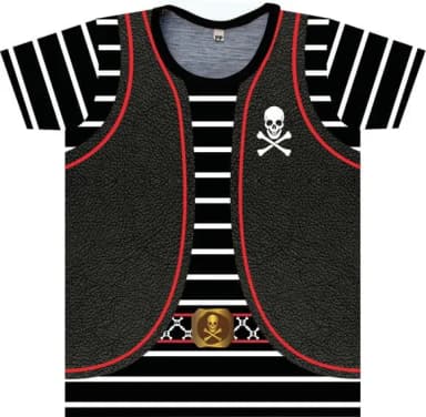 Camiseta Infantil Fantasia Pirata com Colete de Couro e Caveira