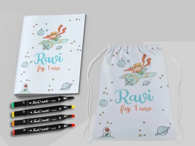 Kit Mochila e Revista de colorir com Canetinhas do Pequeno Principe