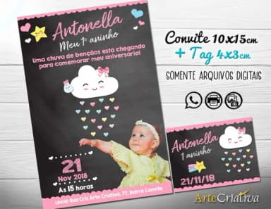 CONVITE DIGITAL C/TAG Chuva de Amor com Foto