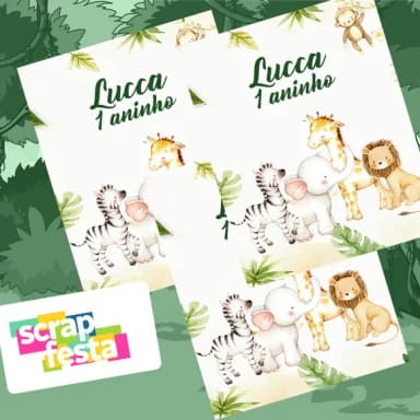 Adesivo Personalizado Retangular 4x5 Festa Safári