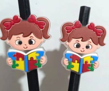 Lápis C/ponteira Menina Símbolo Autismo - 6 Unidade