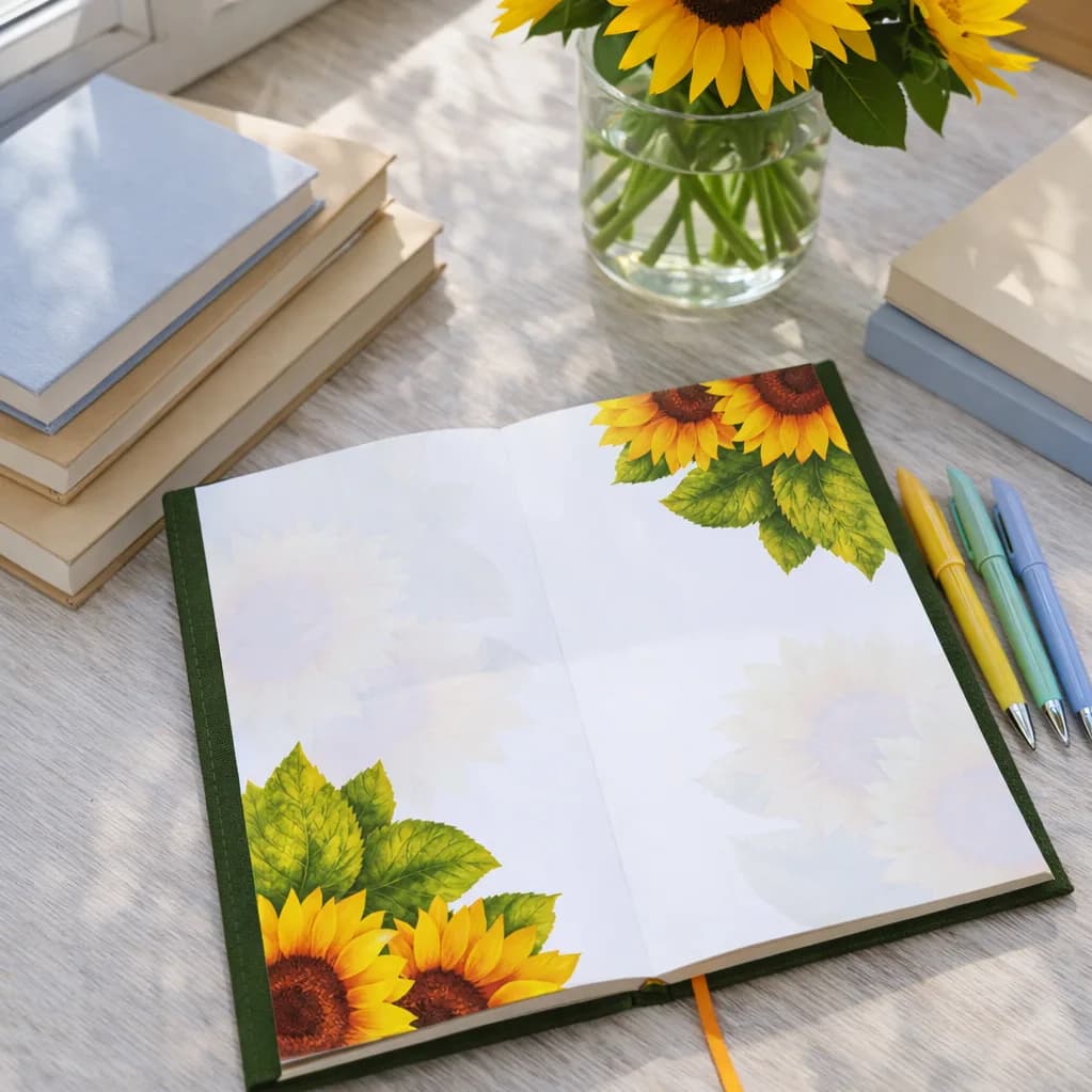Caderno Bordado Girassol