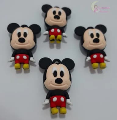 Pingente Mickey de Borracha - 4,6cm - Pct C/2 Unidades