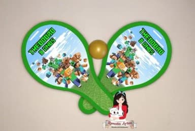 Raquetes de Ping Pong Tema Minecraft