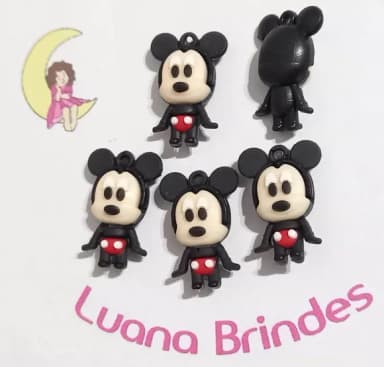 Pingente Mickey 3d Emborrachado - 5 Unidades