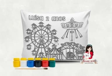 Almofada com Tinta para Colorir Parque de Diversões