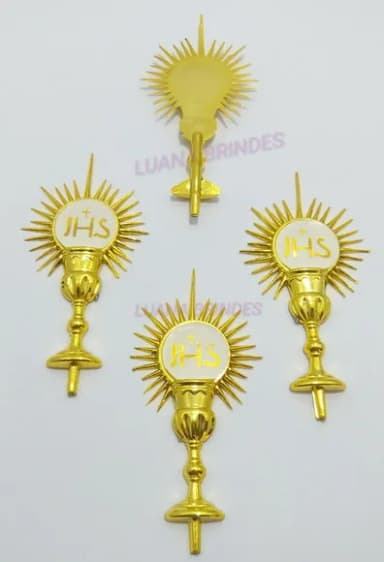 Aplique Religioso de Cálice em acrílico dourado-pct c/5 unid