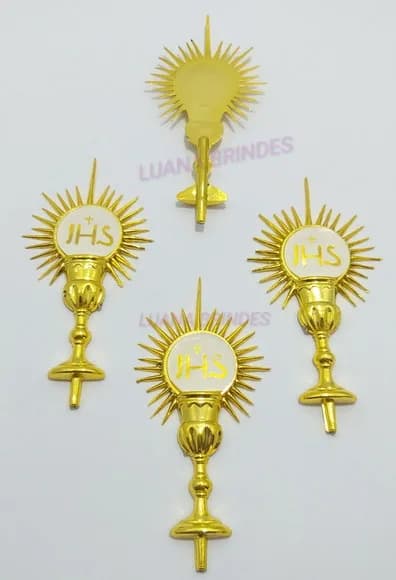 Aplique Religioso de Cálice em acrílico dourado-pct c/5 unid