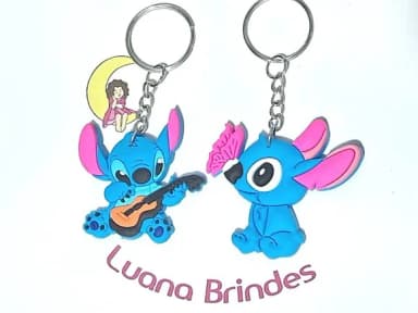 Chaveiro Stitch 4,5cm Emborrachado Pacote com 4 Unidades