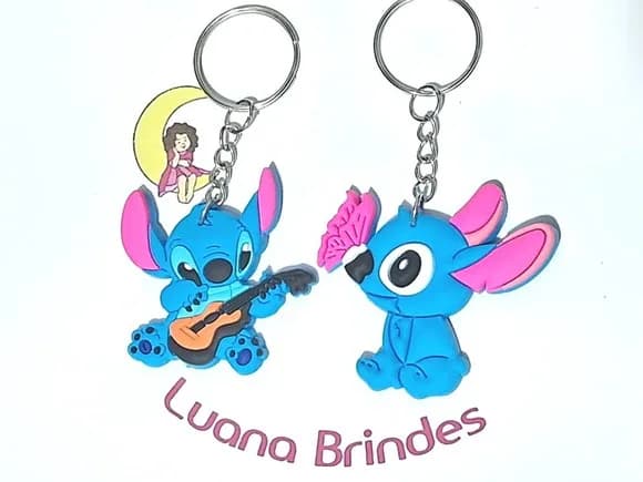 Chaveiro Stitch 4,5cm Emborrachado Pacote com 4 Unidades