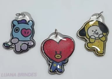 Pingentes Mascotes Bts de Resina - Pct C/6 Unidades