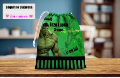 Saquinho Supresa para lembrancinhas do Incrível Hulk