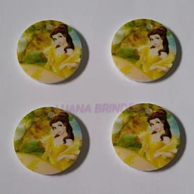 Pingente em Acrílico U.v da Princesa Bela- Pacote com 6 Unid