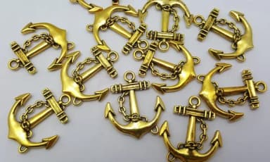 Pingente Âncora Metal Dourado de 3cm Pct c/ 10 Unidades