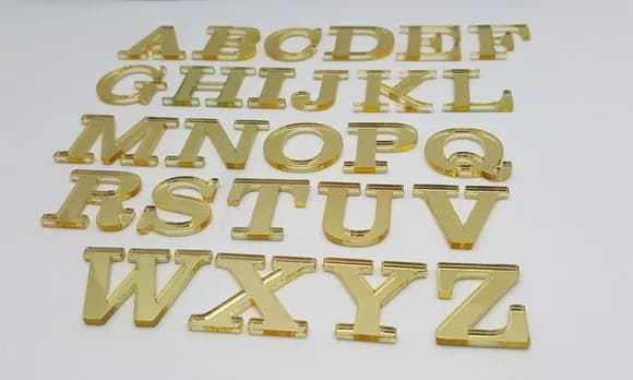 Aplique Letra Acrílico Espelhado Dourado 2cm Pct 7 Unidades