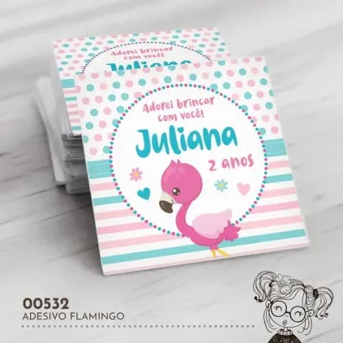 Adesivo Quadrado Flamingo - 00532