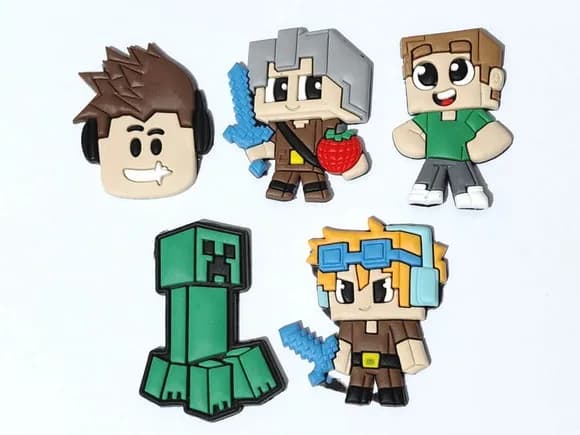 Aplique Minecraft Emborrachado Pacote com 5 Unidades