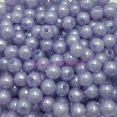 Pérola com Furo Lilás 6mm Pacote com 20 Gramas