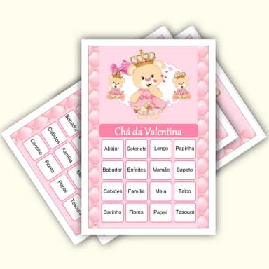 Bingo Chá de Bebê Menina Pdf Para Imprimir