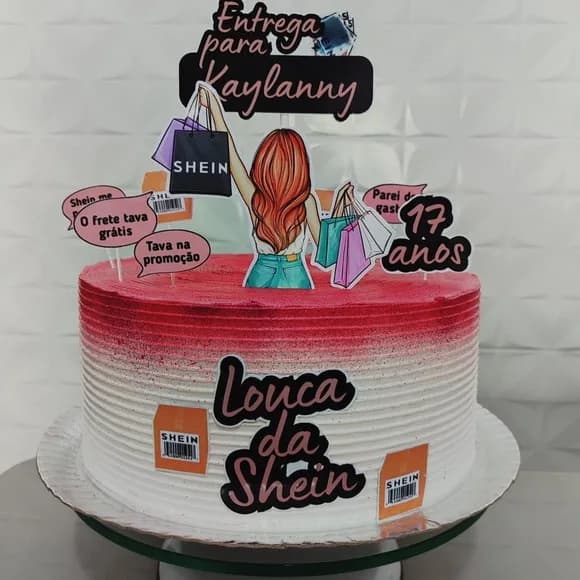 Topo de Bolo Compras Shopee Shein