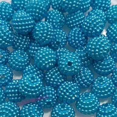 Pérola Craquelada Azul - 10mm - pct c/ 100 unidades
