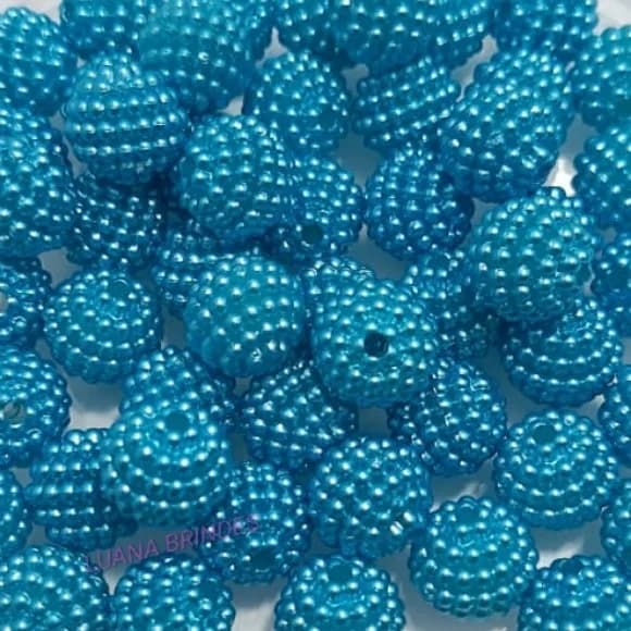 Pérola Craquelada Azul - 10mm - pct c/ 100 unidades